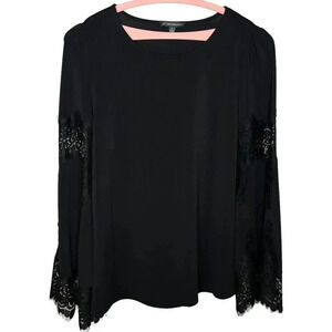Adrianna Papell Black Lace Long Sleeve Blouse Sz. S